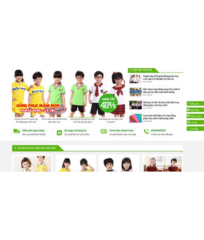 Mẫu web bán đồng phục trẻ em