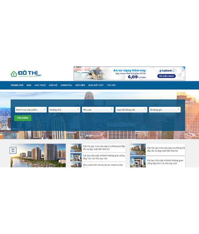 Mẫu web đăng dự án BĐS